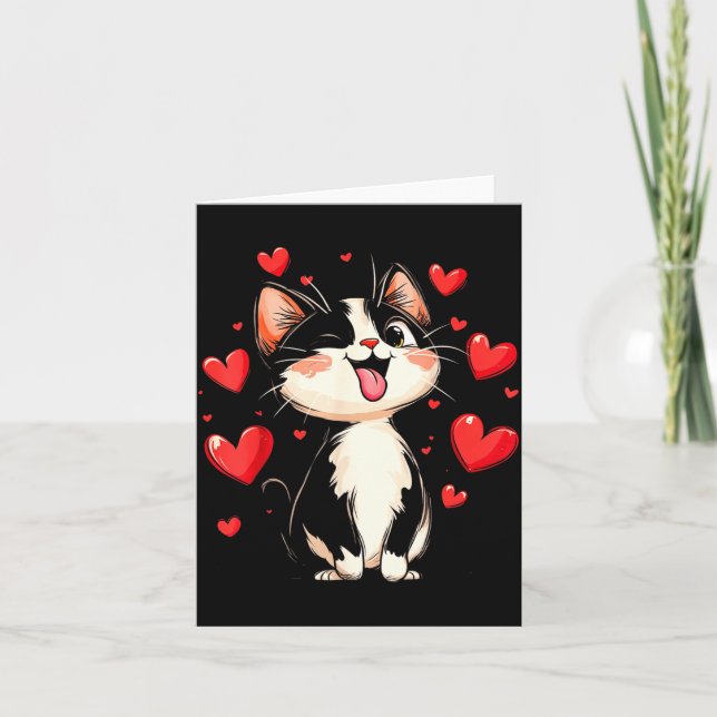 Carte Valentines Day Design With A Cat On It  (Devant)