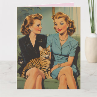 CARTE VALENTINE'S DAY FRIENDSHIP RETRO CAT MOM GREETING