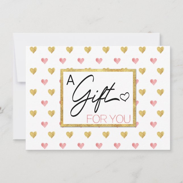 Carte Valentine's Day Gold Rose Parties scintillant Hear (Devant)