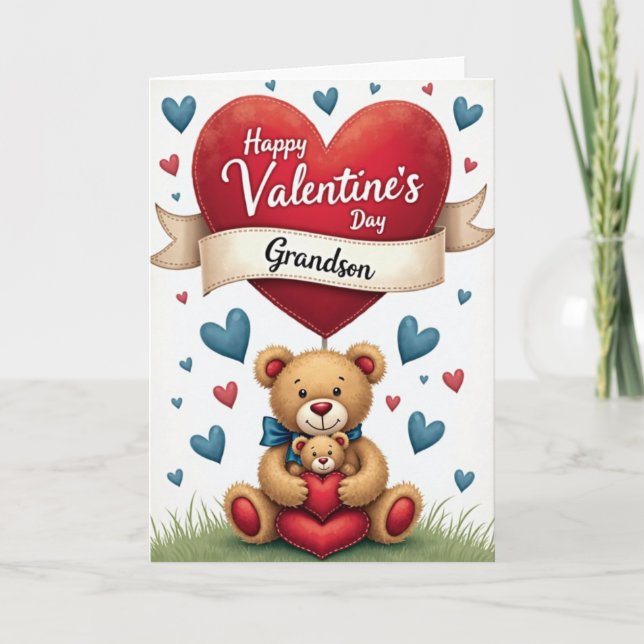 Carte Valentines Day Grandson Heart Card (Devant)