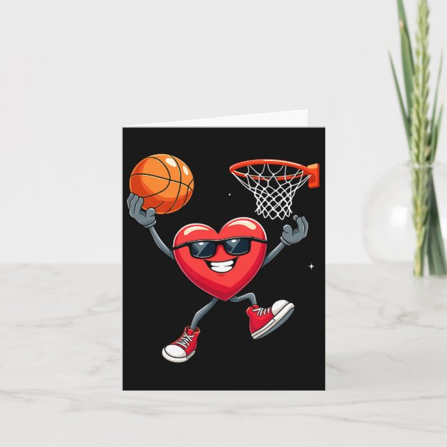 Carte Valentines Day Heart Dunking Basketball (Devant)