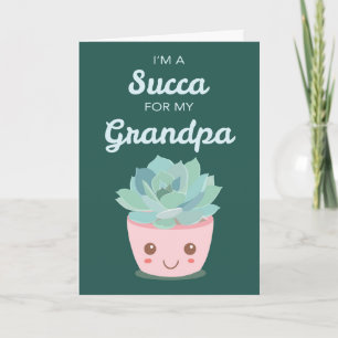 Carte Valentines Day Mon grand-père avec Kawaii Succulen