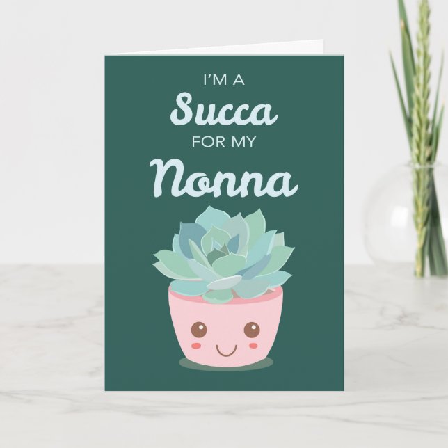 Carte Valentines Day pour Nonna avec Kawaii Succulent (Devant)