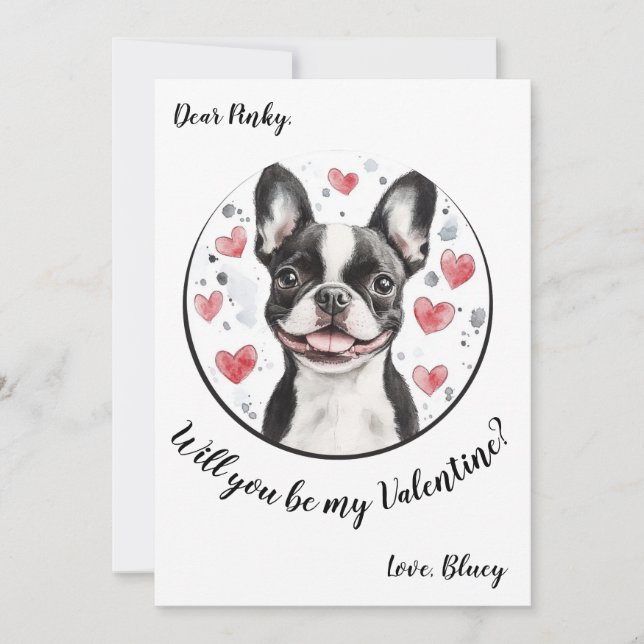 Carte Valentine's Day sur mesure Boston Terrier (Devant)