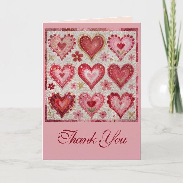 Carte Valentine's Day Themed Quilting Pattern Patchwork (Devant)