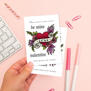 Carte Valentines de classe de style tatouage vinta