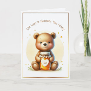 Carte Valentines d'ours de miel Jour Personnalisé Filles