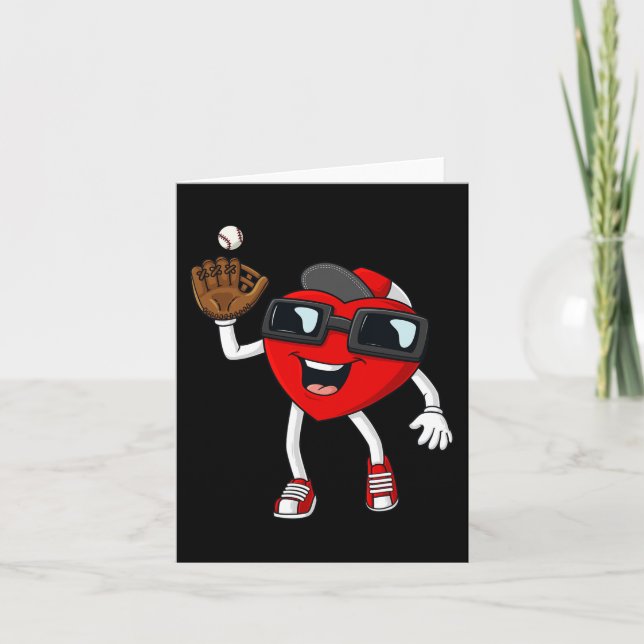 Carte Valentines Jour Coeur Attraper Un Baseball Fun Boy (Devant)