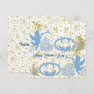 Carte Valentines Jour Cupid Bleu Or Mouton Romantique Mi