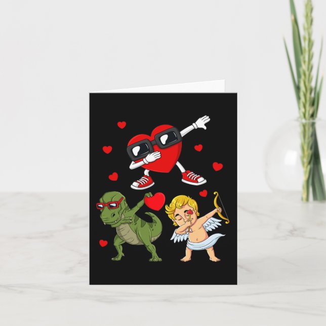 Carte Valentines Jour Dabbing Coeur Et Amusant Cupide T  (Devant)