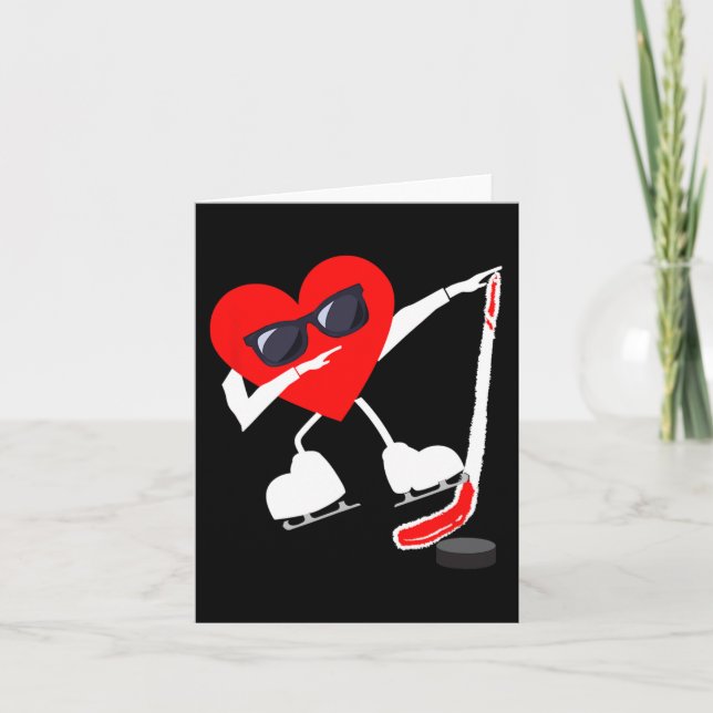 Carte Valentines Jour Dabbing Coeur Hockey Stick Puck Bo (Devant)