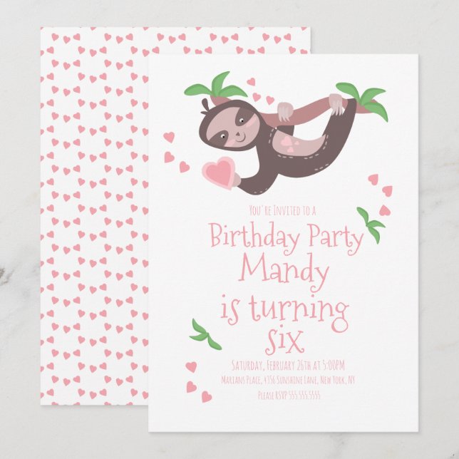 Carte Valentines Jour Fête Anniversaire Coeurs rose (Devant / Derrière)