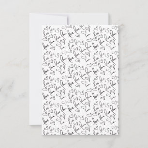Carte Valentines Jour mignon Main Drats Coeurs Noir Blan
