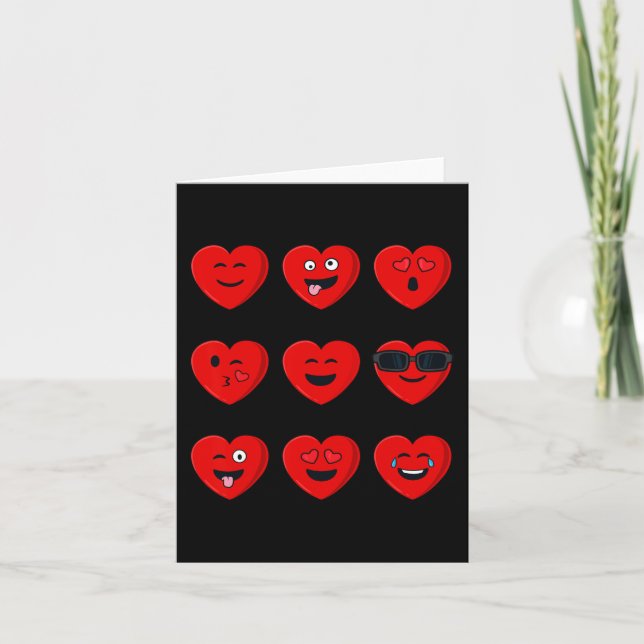 Carte Valentines Jour Silly Visages Coeurs Amusants Garç (Devant)