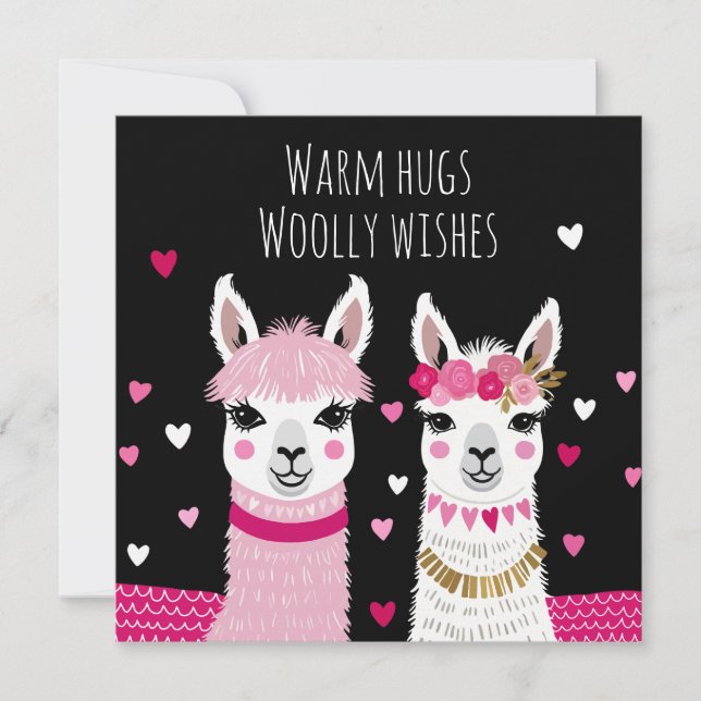 Carte Valentines Llamas Adorables Whimsical Valentines (Devant)