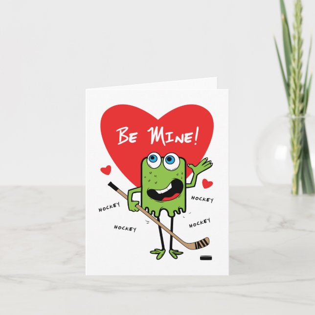 Carte Valentines Monster de hockey pour enfants (Devant)