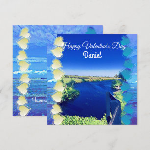Carte Valentines personnalisées Blue Sky Canal Boyami