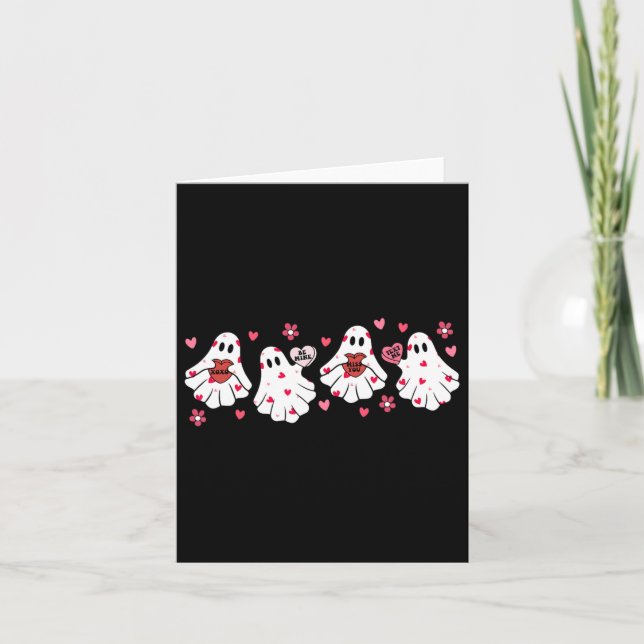 Carte Valentines Rétro Jour mignonne Ghost Boo Femmes Éf (Devant)