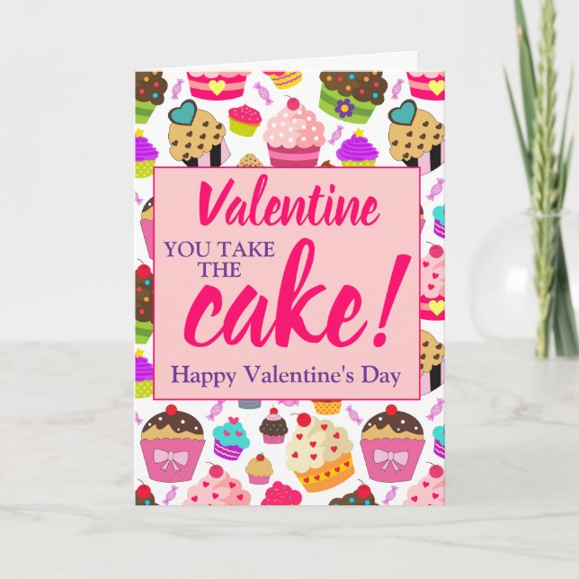 Carte Valentines Rose Vous Prenez Le Gâteau (Devant)