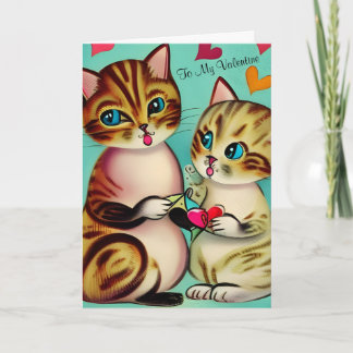 Carte Valentines vintages Jour Kittens Retro Valentine C