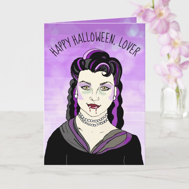 Carte Vampire féminine, Halloween romantique (Orchidée)