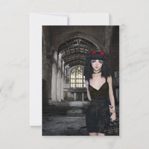 Carte vampire gothique robe noire fille église