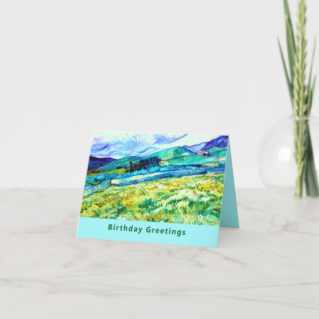 Carte VAN GOGH "Blé Field Behind Saint Paul" Anniversair (Devant)