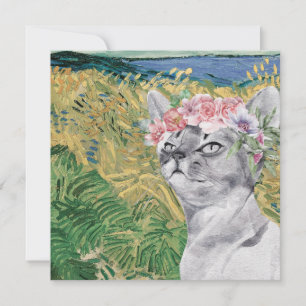 Carte Van Gogh Blé Field et Fancy Cat