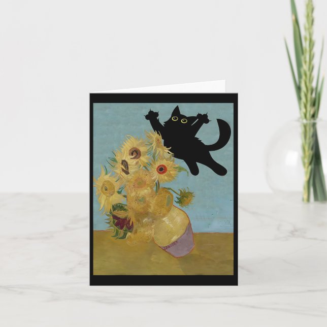 Carte Van Gogh Fleurs Chat Tournesols (Devant)