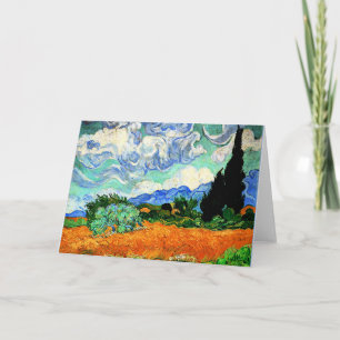 Carte Van Gogh peinture, Wheatfield avec Cypress Tree