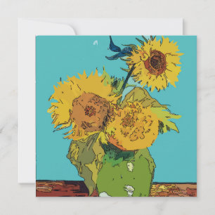 Carte Van Gogh Style Tournesols Abstraits