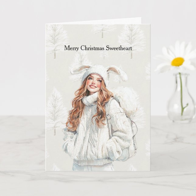 Carte Vanilla Cream Christmas Red Head Bunny Ears (Petite plante)