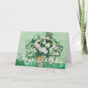 Carte Vase à Van Gogh avec les roses roses peignant