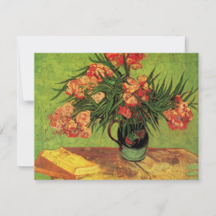 Carte Vase avec des lauriers roses et des livres de Vinc