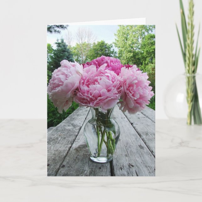 Carte Vase de pivoines roses (Devant)