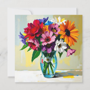 Carte Vase de style Impasto aux fleurs colorées