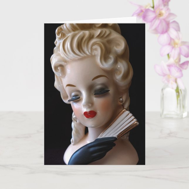 Carte Vase de tête de femme glamour Velvet Glove Doll (Orchidée)