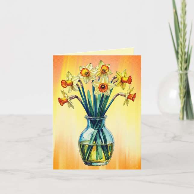 Carte Vase Full of Beautiful Daffodils (Devant)