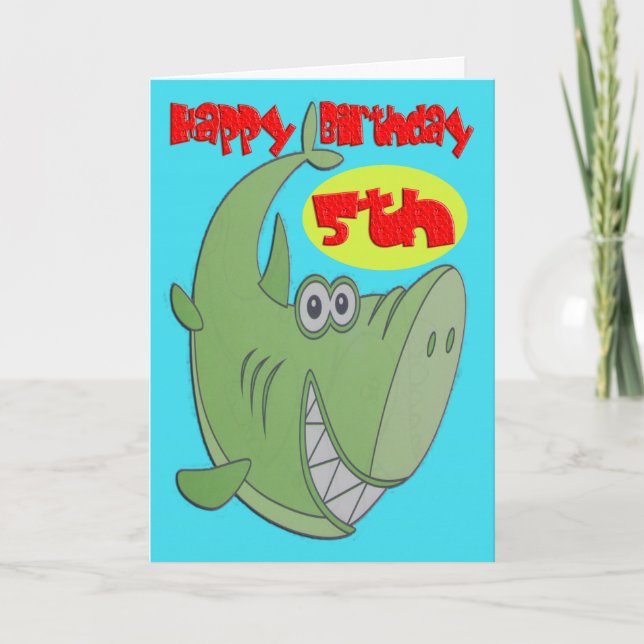 Carte Ve anniversaire du requin vert (Devant)