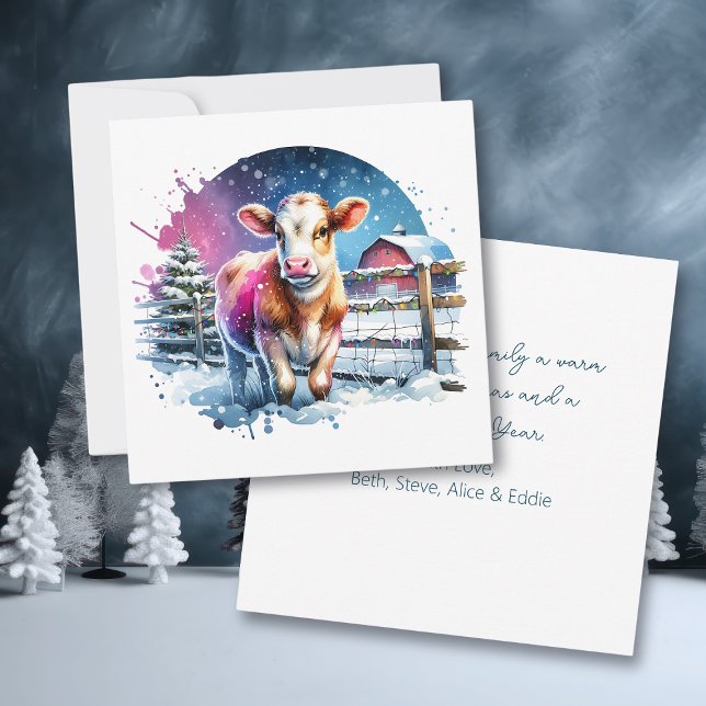 Carte Veau Festif Cute Personnalisée Noël (Créateur téléchargé)