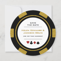 Vegas Poker Chip Black Gold Wedding Enregistrer La