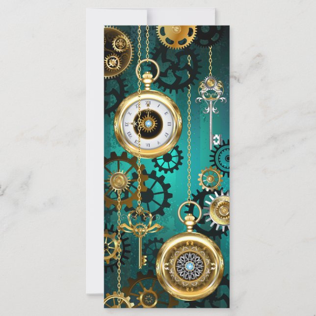 Carte Veille bijoux Steampunk sur un Arrière - plan vert (Devant)