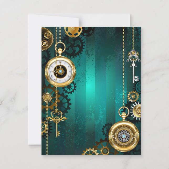 Carte Veille bijoux Steampunk sur un Arrière - plan vert (Devant)