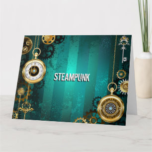 Carte Veille bijoux Steampunk sur un Arrière - plan vert