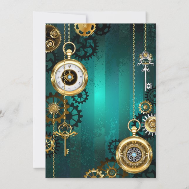 Carte Veille bijoux Steampunk sur un Arrière - plan vert (Devant)