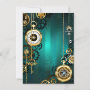 Carte Veille bijoux Steampunk sur un Arrière - plan vert
