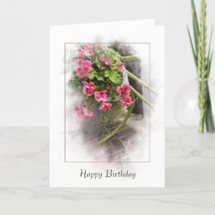 Carte Vélo D'Anniversaire Avec Geraniums