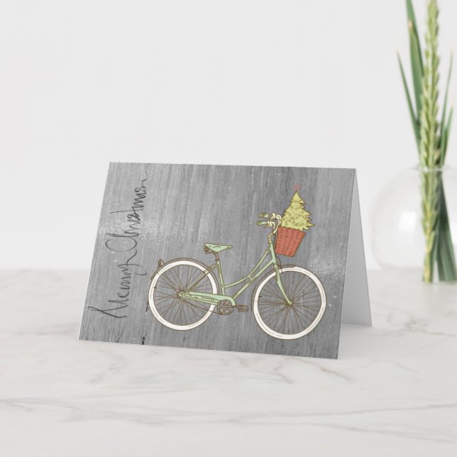 Carte Vélo de Noël gris simple et doux (Devant)