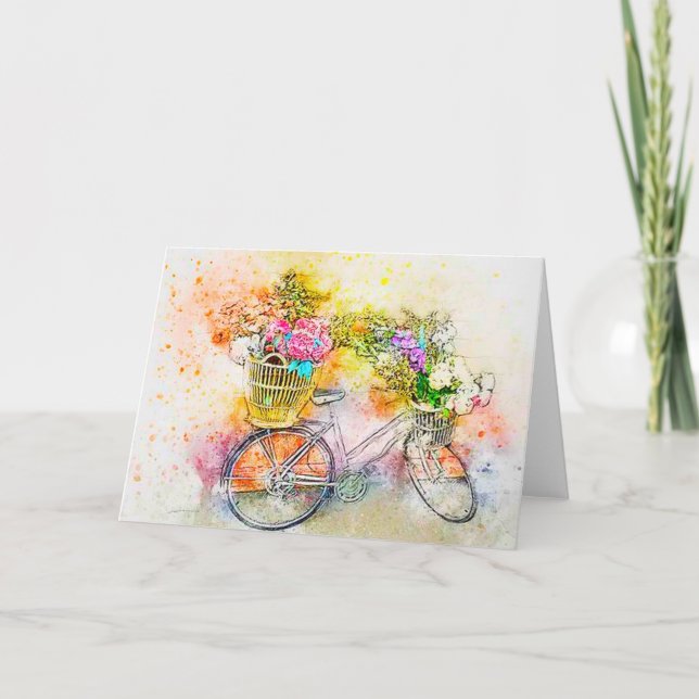 Carte Vélo et fleurs (Devant)