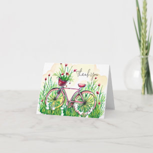 Carte Vélo floral à ressort aquarelle personnalisable